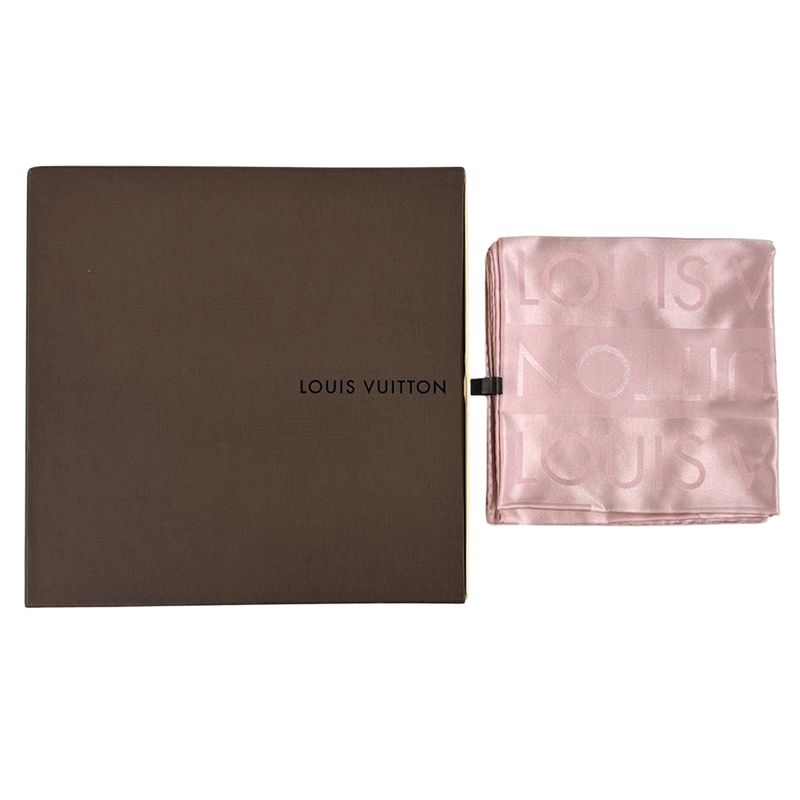 Louis Vuitton Scarf  Silk Pink Logo Simple