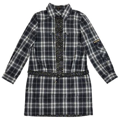 Louis Vuitton Dress Women's Brand Cotton Gray Multicolor 38 Monogram Check