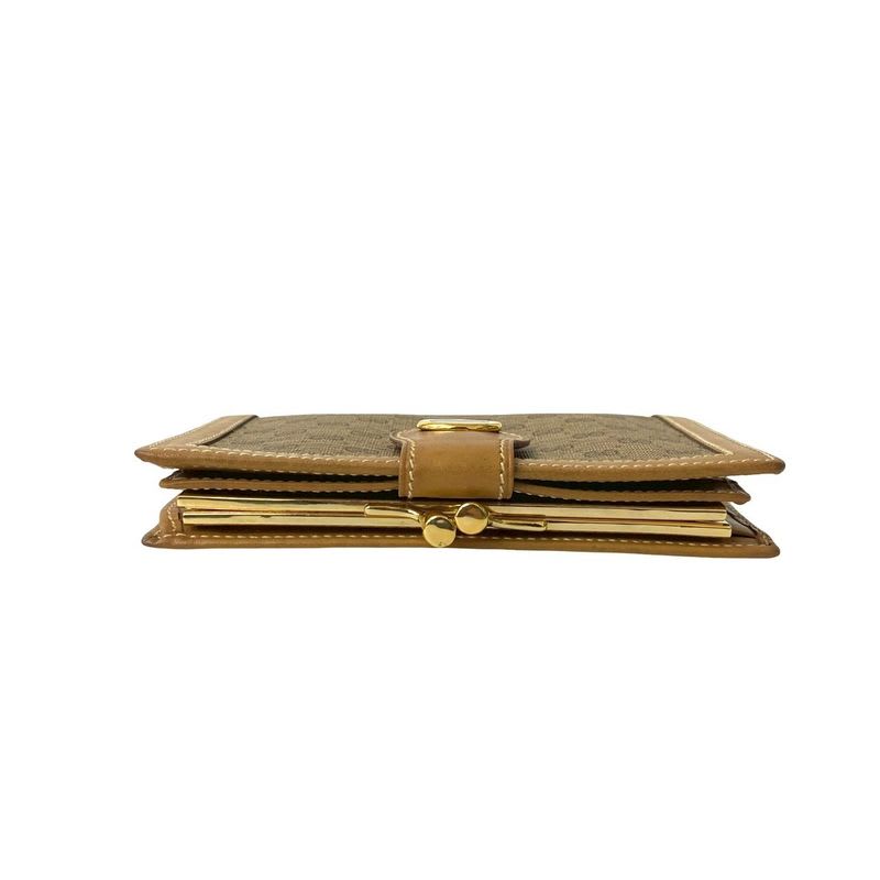 Gucci Vintage Micro GG Logo Pattern Leather Clasp Bifold