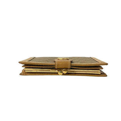 Gucci Vintage Micro GG Logo Pattern Leather Clasp Bifold