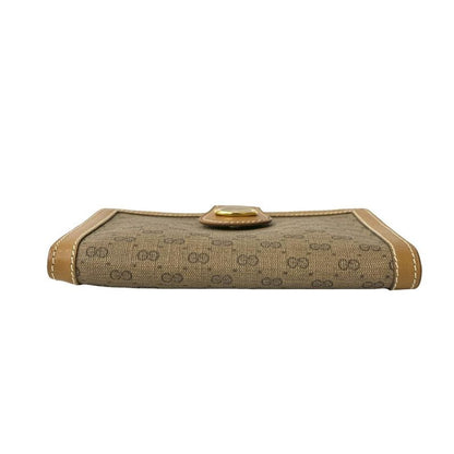 Gucci Vintage Micro GG Logo Pattern Leather Clasp Bifold