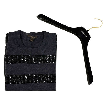 Louis Vuitton Dress  Monogram Wool Dark Gray Black M Sequin Fleece
