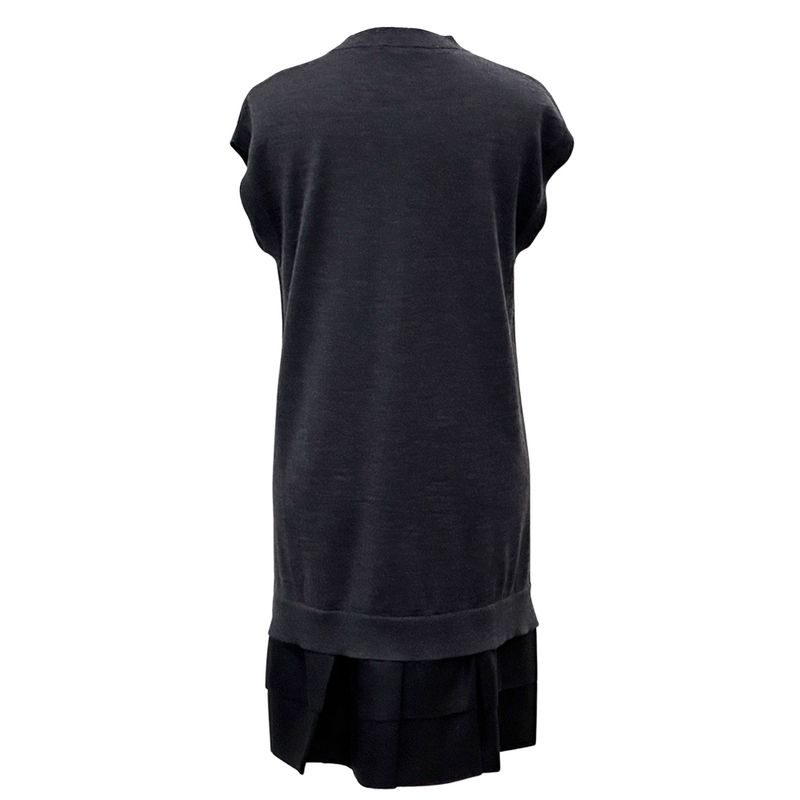 Louis Vuitton Dress  Monogram Wool Dark Gray Black M Sequin Fleece