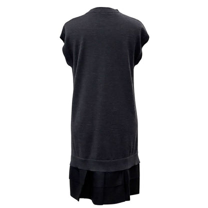 Louis Vuitton Dress  Monogram Wool Dark Gray Black M Sequin Fleece
