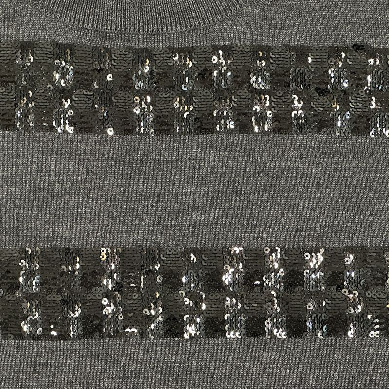 Louis Vuitton Dress  Monogram Wool Dark Gray Black M Sequin Fleece