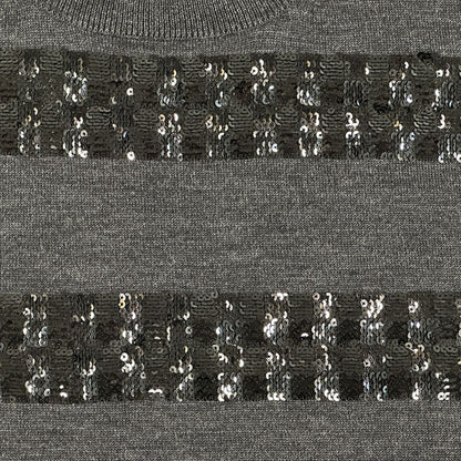 Louis Vuitton Dress  Monogram Wool Dark Gray Black M Sequin Fleece