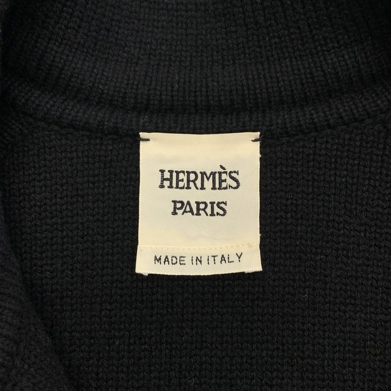 Hermes Cashmere Blend Medor Studded Coat 36 Black Ladies
