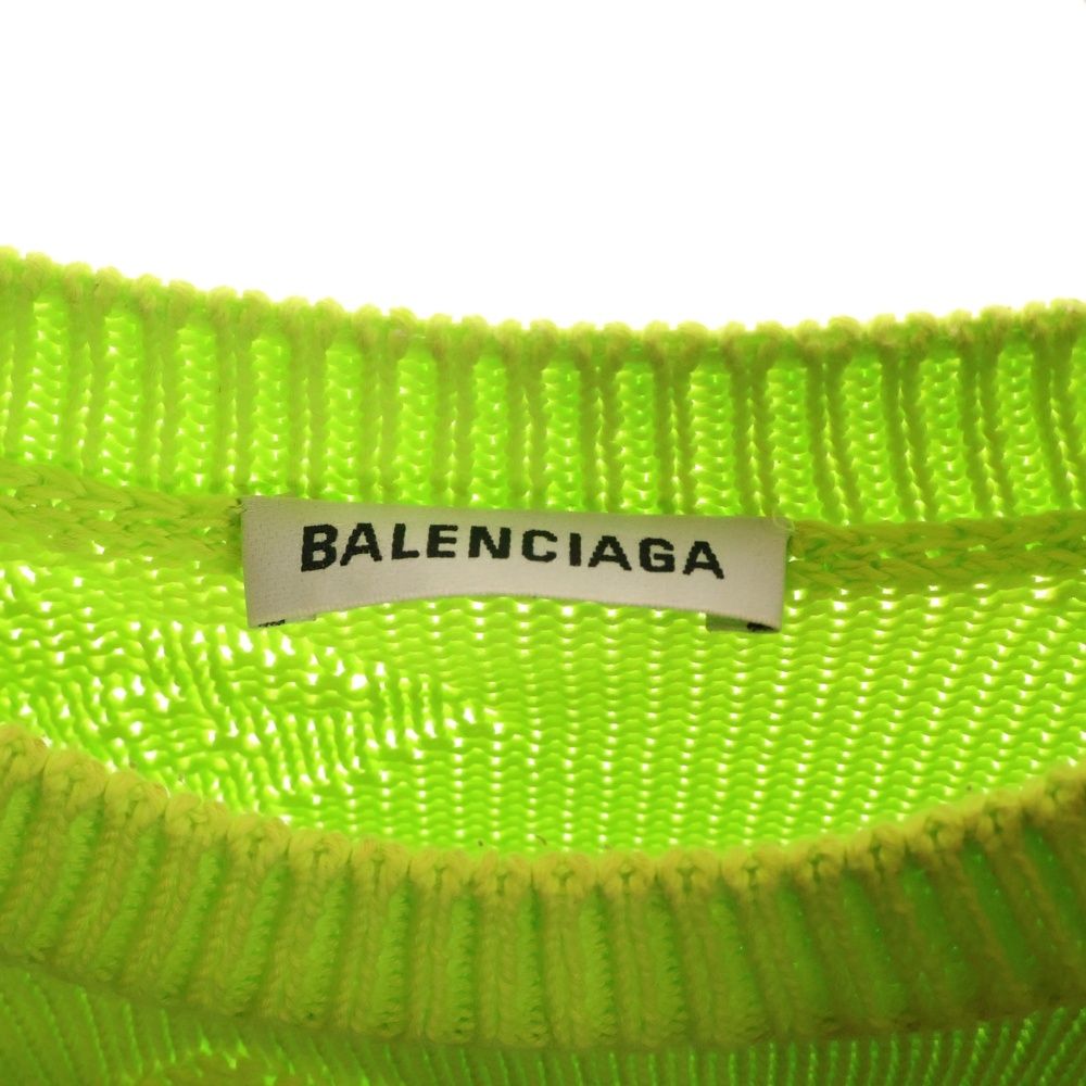 Balenciaga Logo Jacquard Sweater Crew Neck Knit Sweater Yellow 599886 T3166