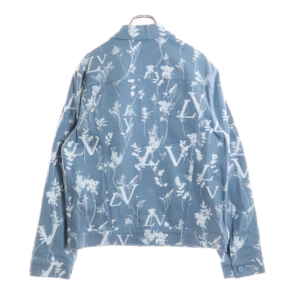 Louis Vuitton 22aw LV All Over Leaf Pattern Denim Jacket Light Blue Rm222q Nf1
