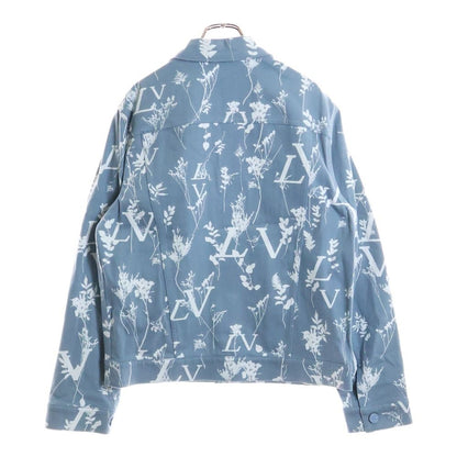 Louis Vuitton 22aw LV All Over Leaf Pattern Denim Jacket Light Blue Rm222q Nf1