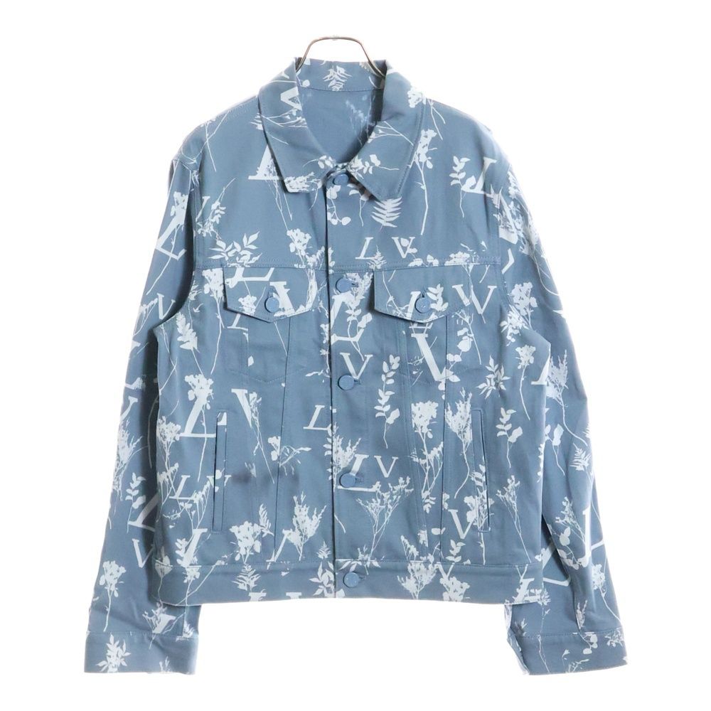 Louis Vuitton 22aw LV All Over Leaf Pattern Denim Jacket Light Blue Rm222q Nf1