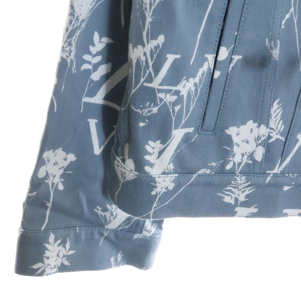 Louis Vuitton 22aw LV All Over Leaf Pattern Denim Jacket Light Blue Rm222q Nf1