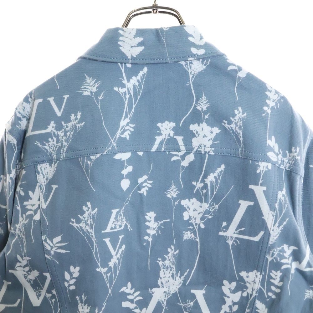 Louis Vuitton 22aw LV All Over Leaf Pattern Denim Jacket Light Blue Rm222q Nf1