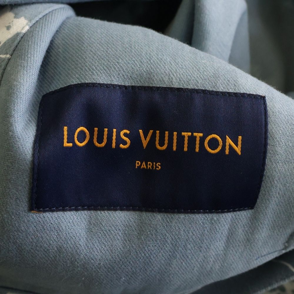 Louis Vuitton 22aw LV All Over Leaf Pattern Denim Jacket Light Blue Rm222q Nf1