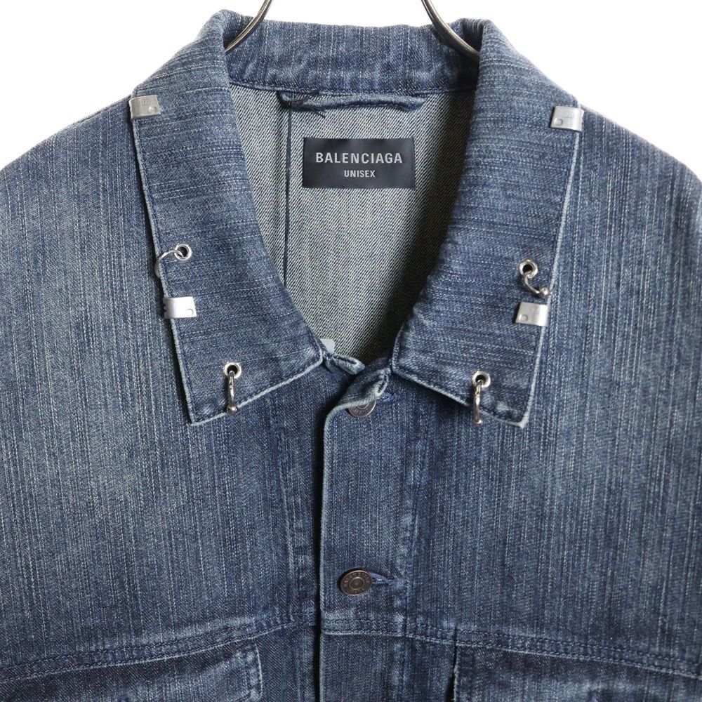 Balenciaga 24ss Pierced Denim Jacket Earrings Denim Jacket Indigo 764518 Tnw65