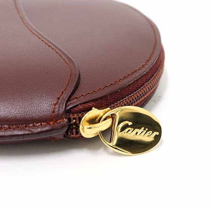 Cartier Must Line Coin Case Purse Round De Leather