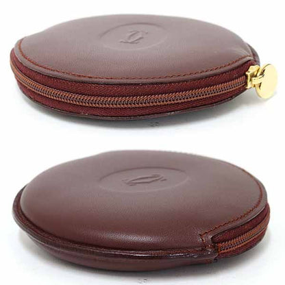 Cartier Must Line Coin Case Purse Round De Leather