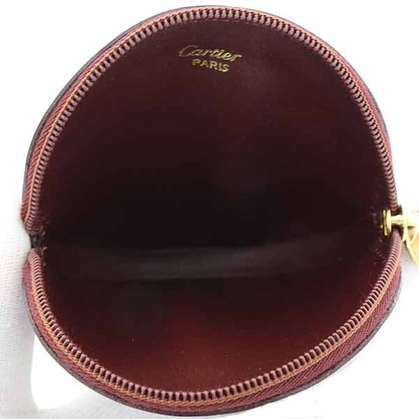 Cartier Must Line Coin Case Purse Round De Leather