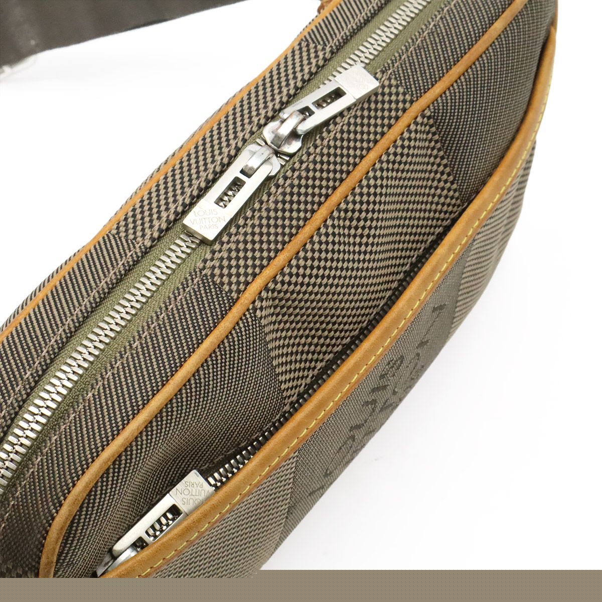 LOUIS VUITTON Damier Geant Acrobat Body Bag Waist Bag Canvas Leather Tail Khaki