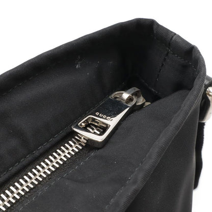 Gucci Diamante Shoulder Bag Crossbody Nylon Leather Black Gray Silver Hardware