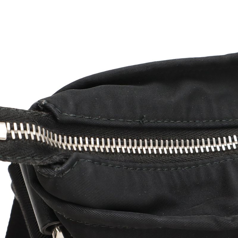 Gucci Diamante Shoulder Bag Crossbody Nylon Leather Black Gray Silver Hardware