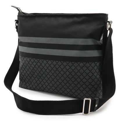 Gucci Diamante Shoulder Bag Crossbody Nylon Leather Black Gray Silver Hardware