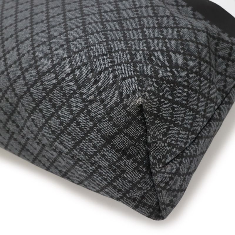 Gucci Diamante Shoulder Bag Crossbody Nylon Leather Black Gray Silver Hardware