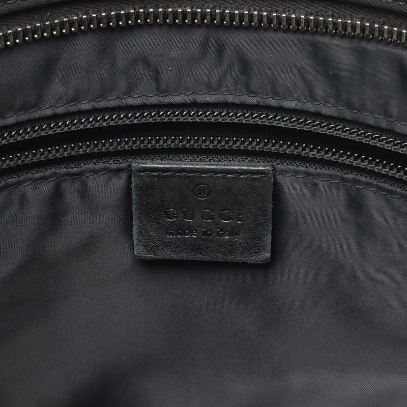 Gucci Diamante Shoulder Bag Crossbody Nylon Leather Black Gray Silver Hardware