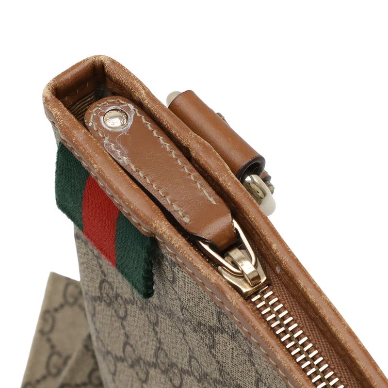 Gucci GG Supreme Sherry Shoulder Bag Crossbody PVC Leather Khaki Beige Brown