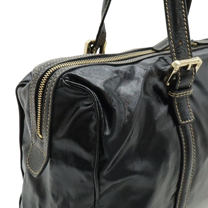 Gucci Interlocking G Sherry Line Mini Boston Bag Handbag Coated Canvas Leather