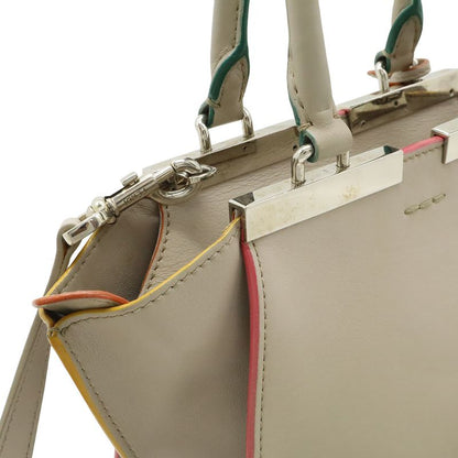 Fendi Petit Trois Jour Handbag Mini Bag 2WAY Shoulder Bag Leather Sand Beige