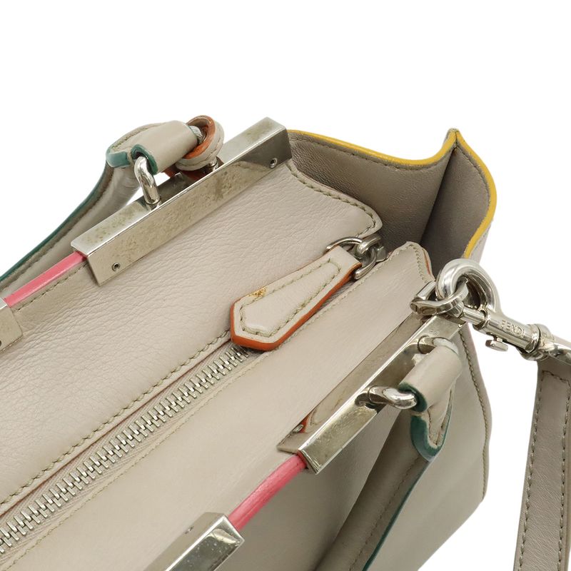 Fendi Petit Trois Jour Handbag Mini Bag 2WAY Shoulder Bag Leather Sand Beige