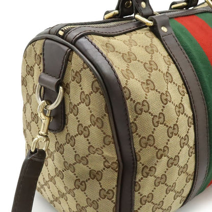 Gucci GG Canvas Sherry Line Handbag Mini Boston Bag 2WAY Shoulder Bag Leather