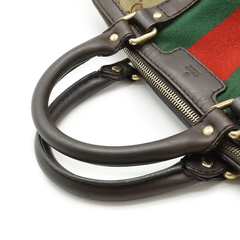 Gucci GG Canvas Sherry Line Handbag Mini Boston Bag 2WAY Shoulder Bag Leather