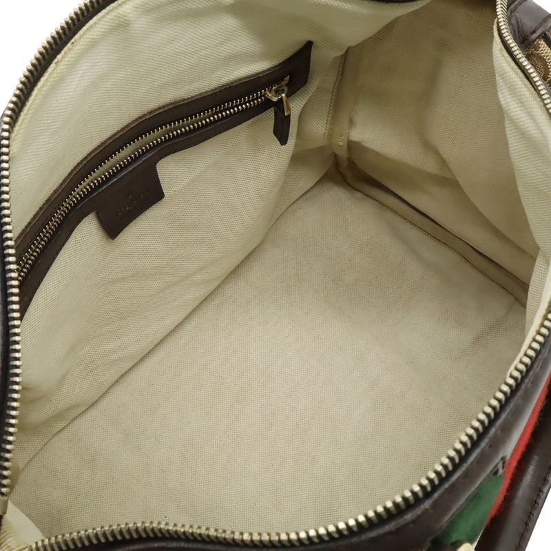 Gucci GG Canvas Sherry Line Handbag Mini Boston Bag 2WAY Shoulder Bag Leather