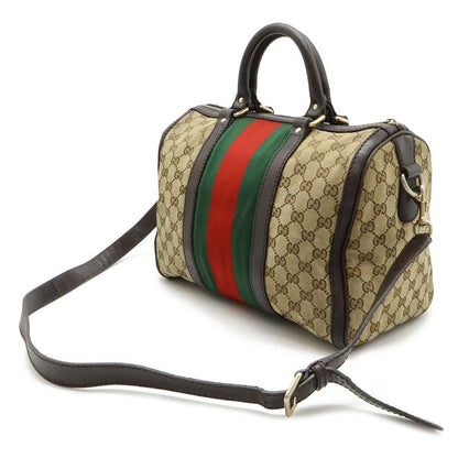 Gucci GG Canvas Sherry Line Handbag Mini Boston Bag 2WAY Shoulder Bag Leather