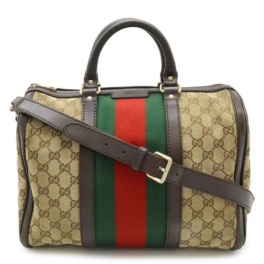 Gucci GG Canvas Sherry Line Handbag Mini Boston Bag 2WAY Shoulder Bag Leather