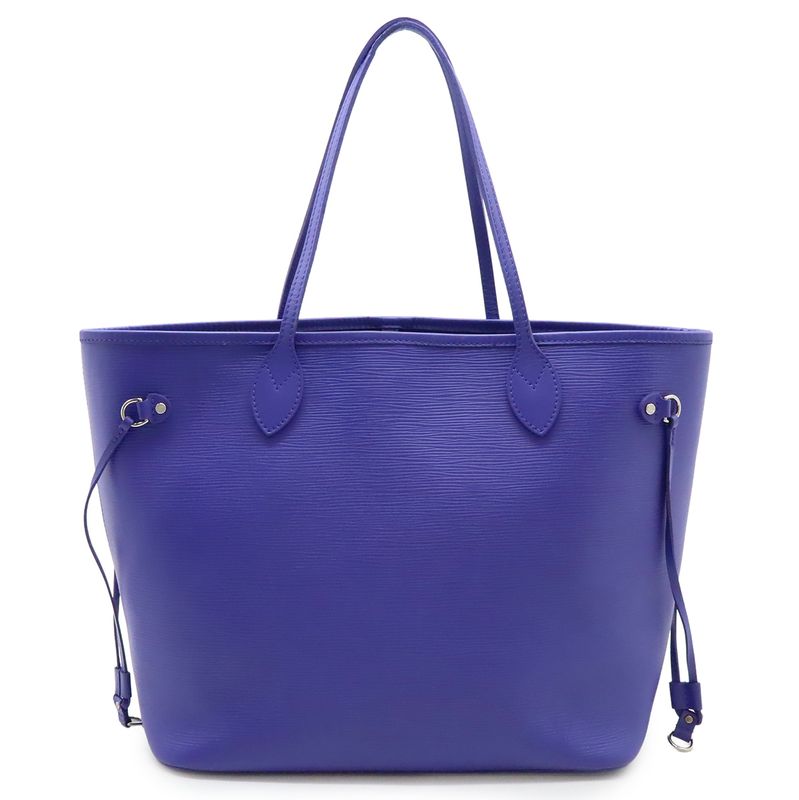 Louis Vuitton Epi Neverfull MM Tote Bag Shoulder Bag Leather Fig Purple Pouch