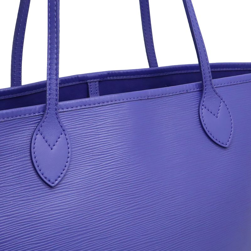 Louis Vuitton Epi Neverfull MM Tote Bag Shoulder Bag Leather Fig Purple Pouch