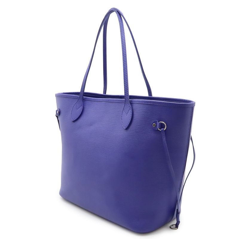 Louis Vuitton Epi Neverfull MM Tote Bag Shoulder Bag Leather Fig Purple Pouch