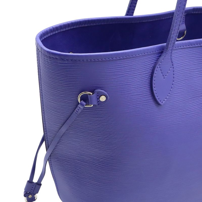 Louis Vuitton Epi Neverfull MM Tote Bag Shoulder Bag Leather Fig Purple Pouch
