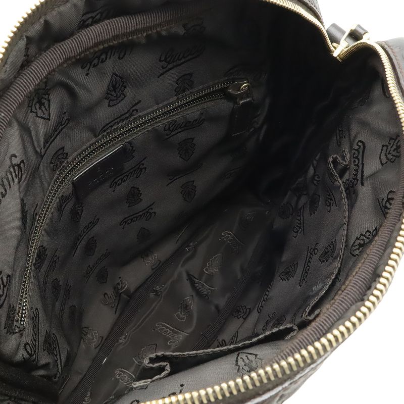 Guccissima Shoulder Bag Crossbody Leather Dark Brown Gold Hardware 201448