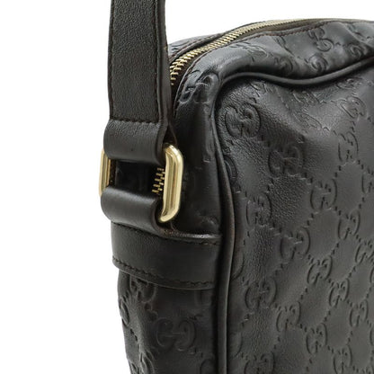 Guccissima Shoulder Bag Crossbody Leather Dark Brown Gold Hardware 201448