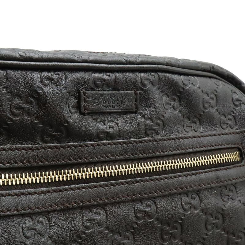 Guccissima Shoulder Bag Crossbody Leather Dark Brown Gold Hardware 201448