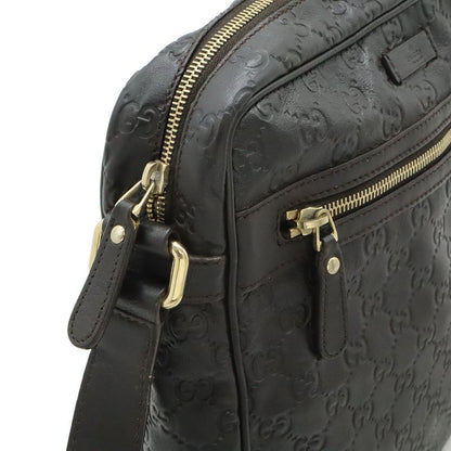 Guccissima Shoulder Bag Crossbody Leather Dark Brown Gold Hardware 201448
