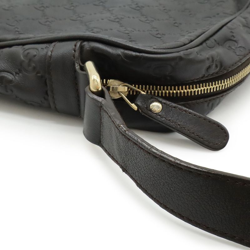 Guccissima Shoulder Bag Crossbody Leather Dark Brown Gold Hardware 201448