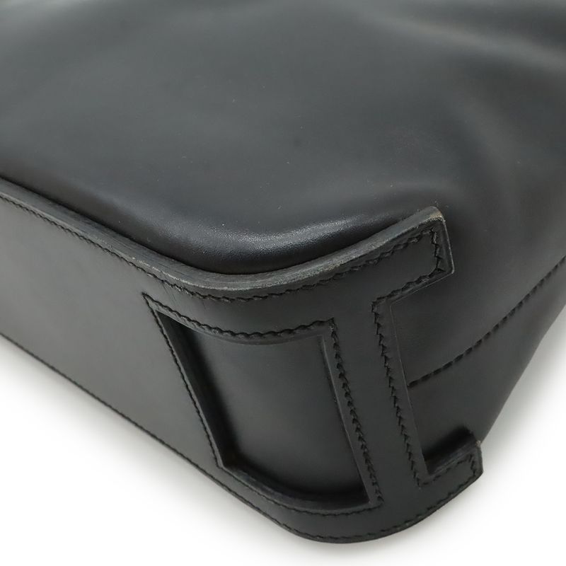 Hermes Escapada Handbag Tote Bag Box Calf BOX Calf Leather Black Silver