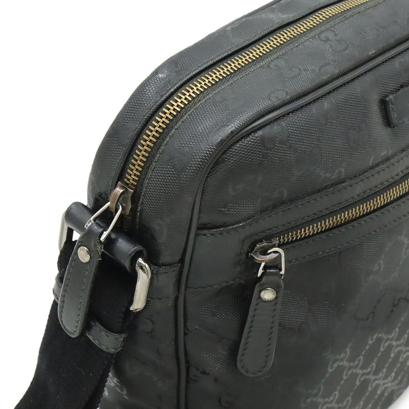 Gucci GG Implement Shoulder Bag Pochette Crossbody PVC Leather Black 201448