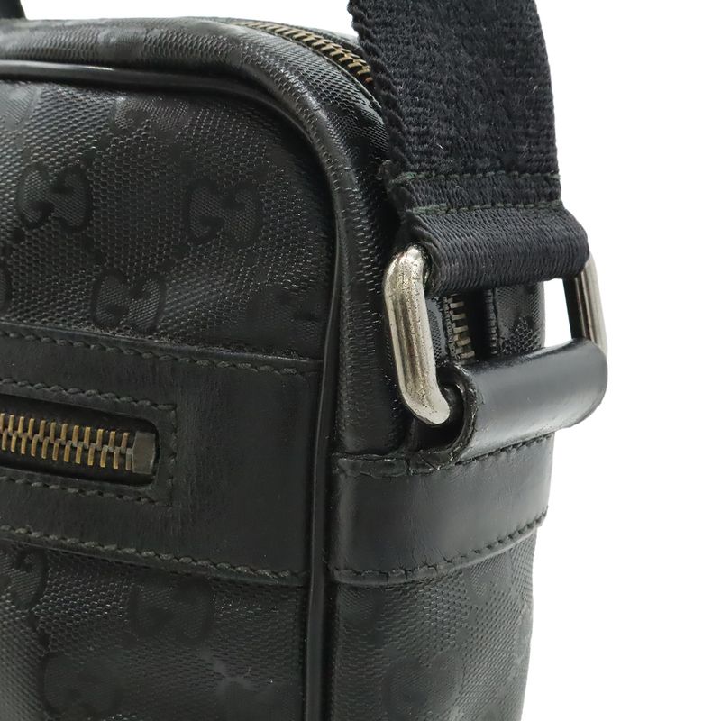 Gucci GG Implement Shoulder Bag Pochette Crossbody PVC Leather Black 201448