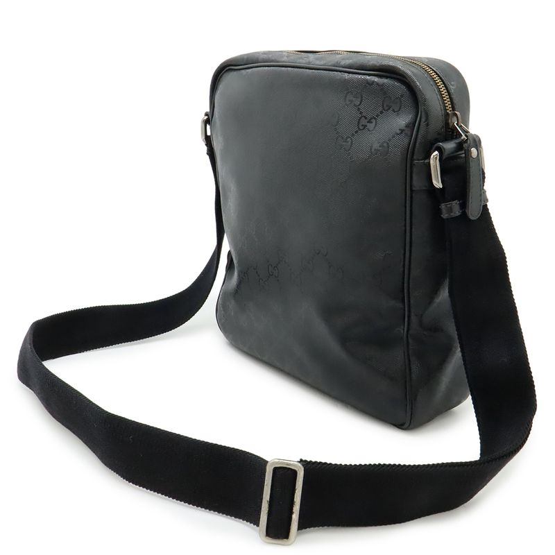 Gucci GG Implement Shoulder Bag Pochette Crossbody PVC Leather Black 201448